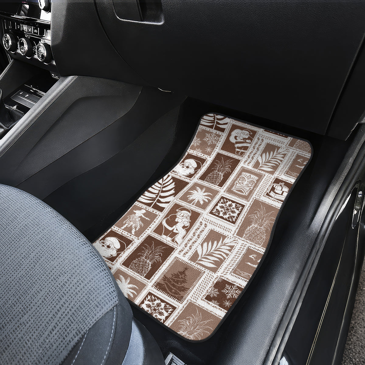Hawaii Christmas Retro Patchwork Car Mats Brown LT7 - Wonder Print Shop