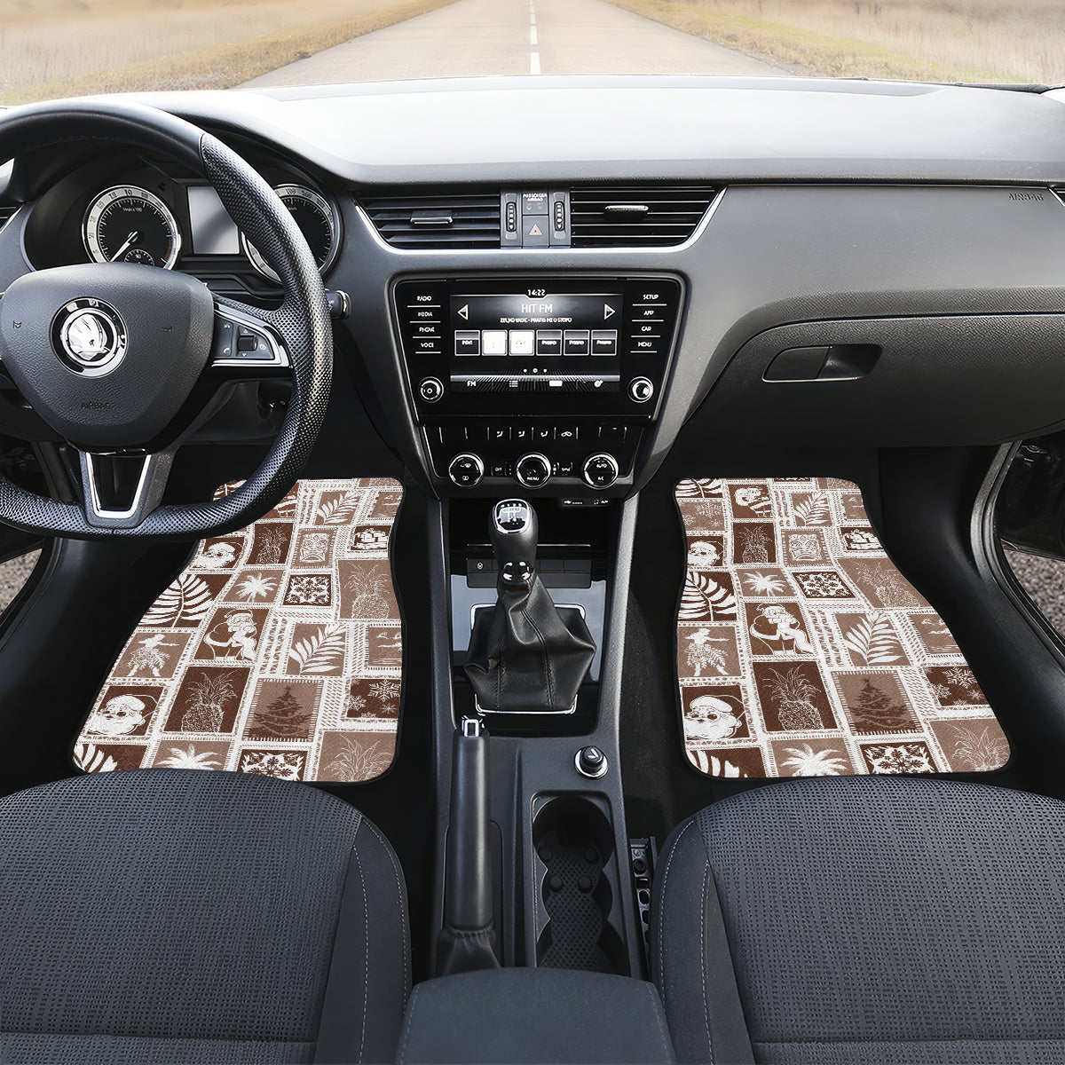 Hawaii Christmas Retro Patchwork Car Mats Brown LT7 - Wonder Print Shop