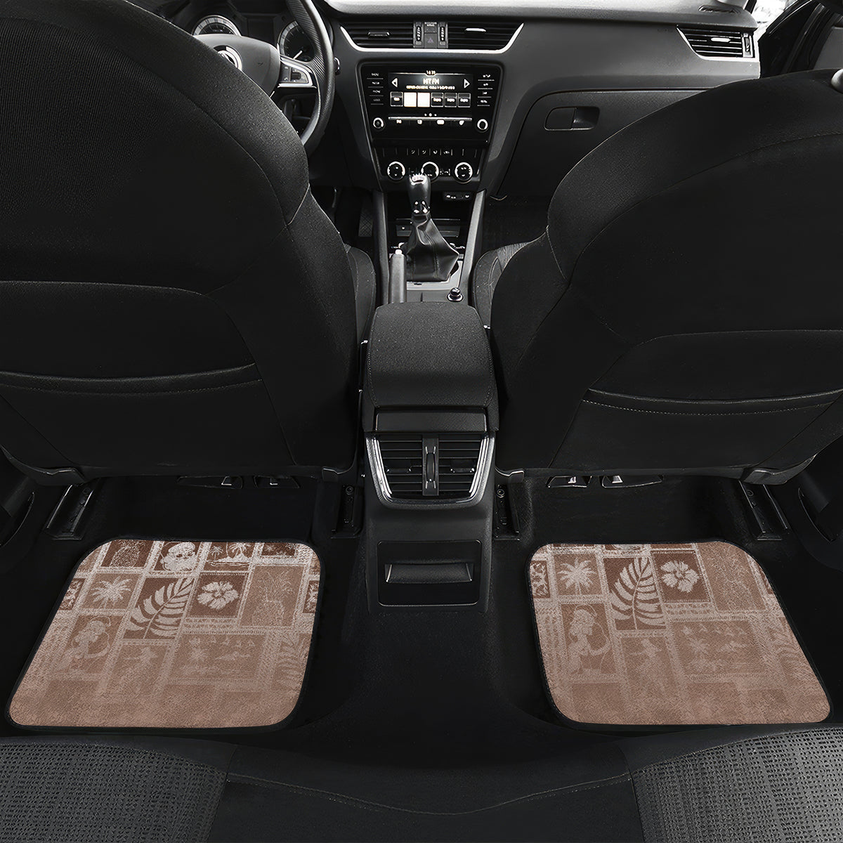 Hawaii Christmas Retro Patchwork Car Mats Brown LT7 - Wonder Print Shop
