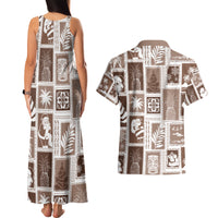 Hawaii Christmas Retro Patchwork Couples Matching Tank Maxi Dress and Hawaiian Shirt Brown LT7 - Wonder Print Shop