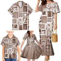 Hawaii Christmas Retro Patchwork Family Matching Mermaid Dress and Hawaiian Shirt Brown LT7 - Wonder Print Shop