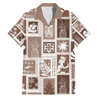 Hawaii Christmas Retro Patchwork Family Matching Mermaid Dress and Hawaiian Shirt Brown LT7 - Wonder Print Shop