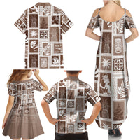 Hawaii Christmas Retro Patchwork Family Matching Summer Maxi Dress and Hawaiian Shirt Brown - Wonder Print Shop