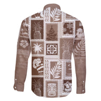 Hawaii Christmas Retro Patchwork Family Matching Summer Maxi Dress and Hawaiian Shirt Brown - Wonder Print Shop