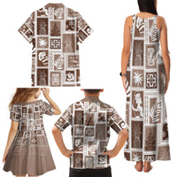 Hawaii Christmas Retro Patchwork Family Matching Tank Maxi Dress and Hawaiian Shirt Brown - Wonder Print Shop