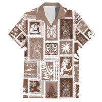 Hawaii Christmas Retro Patchwork Hawaiian Shirt Brown - Wonder Print Shop