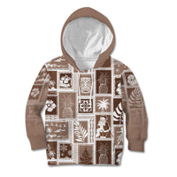 Hawaii Christmas Retro Patchwork Kid Hoodie Brown - Wonder Print Shop