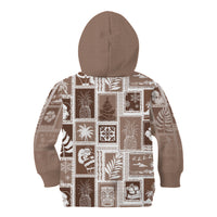 Hawaii Christmas Retro Patchwork Kid Hoodie Brown - Wonder Print Shop