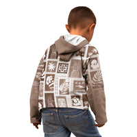 Hawaii Christmas Retro Patchwork Kid Hoodie Brown - Wonder Print Shop