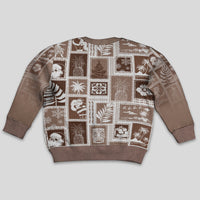 Hawaii Christmas Kid Ugly Christmas Sweater Retro Patchwork - Brown - Wonder Print Shop