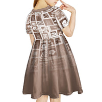 Hawaii Christmas Retro Patchwork Kid Short Sleeve Dress Brown - Wonder Print Shop