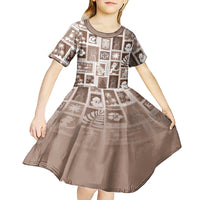 Hawaii Christmas Retro Patchwork Kid Short Sleeve Dress Brown - Wonder Print Shop