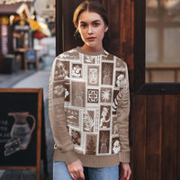 Hawaii Christmas Ugly Christmas Sweater Retro Patchwork - Brown - Wonder Print Shop