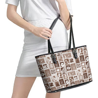 Hawaii Christmas Retro Patchwork Leather Tote Bag Brown - Wonder Print Shop