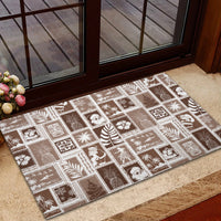 Hawaii Christmas Retro Patchwork Rubber Doormat Brown - Wonder Print Shop