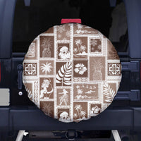 Hawaii Christmas Retro Patchwork Spare Tire Cover Brown - Wonder Print Shop