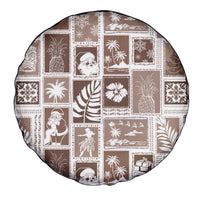 Hawaii Christmas Retro Patchwork Spare Tire Cover Brown - Wonder Print Shop