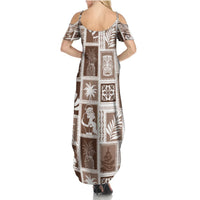 Hawaii Christmas Retro Patchwork Summer Maxi Dress Brown - Wonder Print Shop