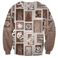 Hawaii Christmas Retro Patchwork Sweatshirt Brown - Wonder Print Shop