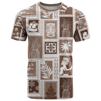 Hawaii Christmas Retro Patchwork T Shirt Brown - Wonder Print Shop
