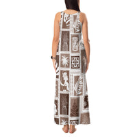 Hawaii Christmas Retro Patchwork Tank Maxi Dress Brown - Wonder Print Shop