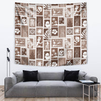 Hawaii Christmas Retro Patchwork Tapestry Brown - Wonder Print Shop
