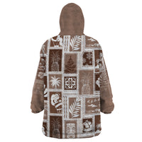 Hawaii Christmas Retro Patchwork Wearable Blanket Hoodie Brown - Wonder Print Shop