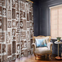 Hawaii Christmas Retro Patchwork Window Curtain Brown - Wonder Print Shop