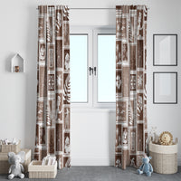 Hawaii Christmas Retro Patchwork Window Curtain Brown - Wonder Print Shop