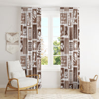 Hawaii Christmas Retro Patchwork Window Curtain Brown - Wonder Print Shop