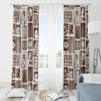 Hawaii Christmas Retro Patchwork Window Curtain Brown - Wonder Print Shop
