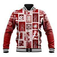 Hawaii Christmas Retro Patchwork Baseball Jacket Red LT7 - Wonder Print Shop