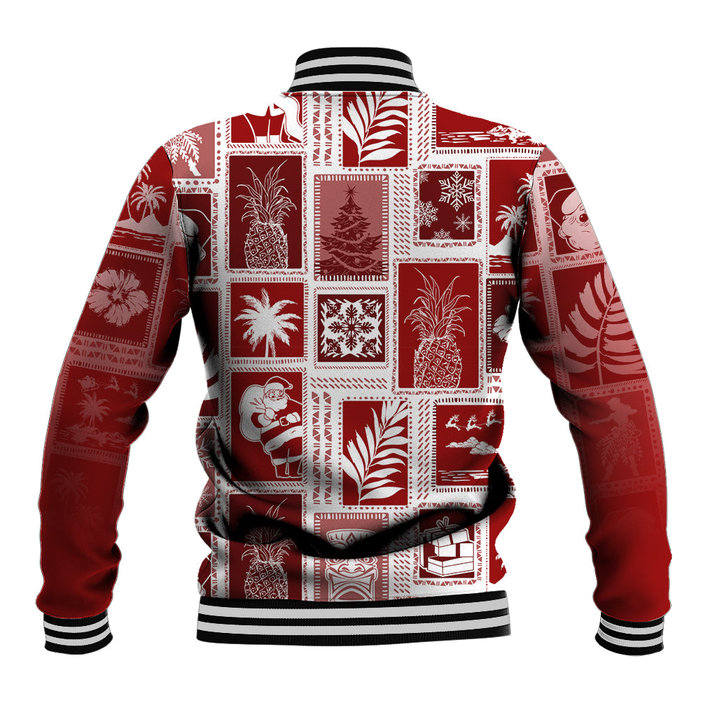 Hawaii Christmas Retro Patchwork Baseball Jacket Red LT7 - Wonder Print Shop