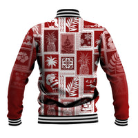 Hawaii Christmas Retro Patchwork Baseball Jacket Red LT7 - Wonder Print Shop