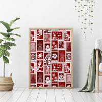 Hawaii Christmas Retro Patchwork Canvas Wall Art Red LT7 - Wonder Print Shop