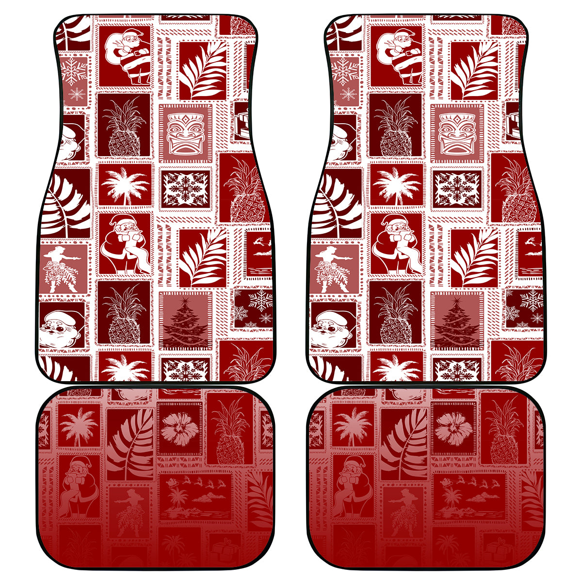 Hawaii Christmas Retro Patchwork Car Mats Red LT7 - Wonder Print Shop