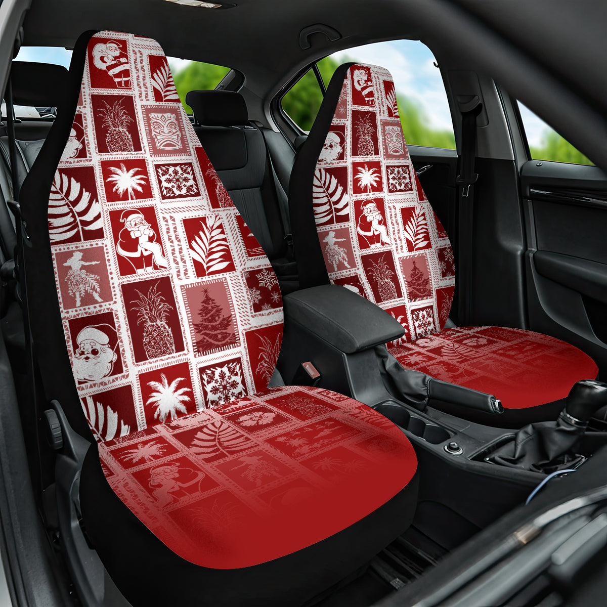 Hawaii Christmas Retro Patchwork Car Seat Cover Red LT7 - Wonder Print Shop