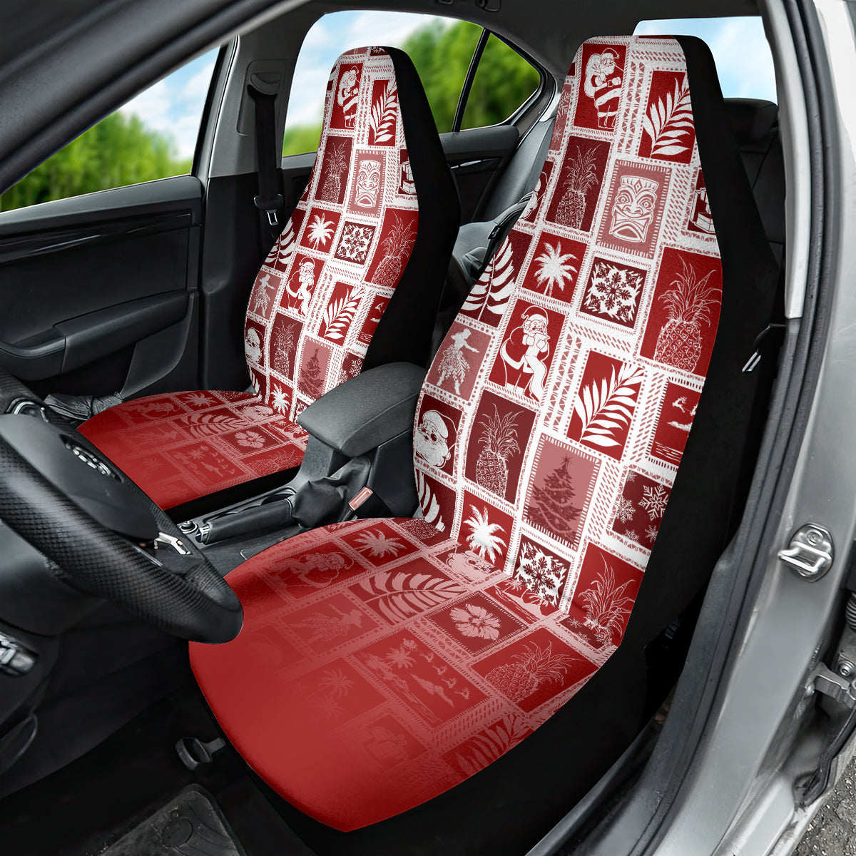 Hawaii Christmas Retro Patchwork Car Seat Cover Red LT7 - Wonder Print Shop