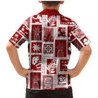 Hawaii Christmas Retro Patchwork Family Matching Mermaid Dress and Hawaiian Shirt Red LT7 - Wonder Print Shop