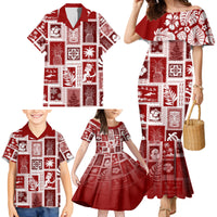 Hawaii Christmas Retro Patchwork Family Matching Mermaid Dress and Hawaiian Shirt Red LT7 - Wonder Print Shop