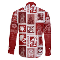 Hawaii Christmas Retro Patchwork Family Matching Short Sleeve Bodycon Dress and Hawaiian Shirt Red - Wonder Print Shop