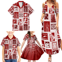 Hawaii Christmas Retro Patchwork Family Matching Summer Maxi Dress and Hawaiian Shirt Red - Wonder Print Shop