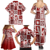 Hawaii Christmas Retro Patchwork Family Matching Summer Maxi Dress and Hawaiian Shirt Red - Wonder Print Shop