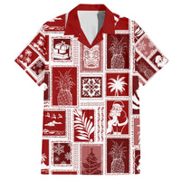 Hawaii Christmas Retro Patchwork Family Matching Summer Maxi Dress and Hawaiian Shirt Red - Wonder Print Shop
