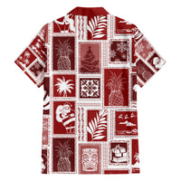 Hawaii Christmas Retro Patchwork Family Matching Tank Maxi Dress and Hawaiian Shirt Red - Wonder Print Shop