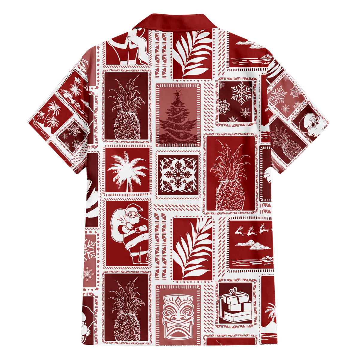 Hawaii Christmas Retro Patchwork Hawaiian Shirt Red - Wonder Print Shop