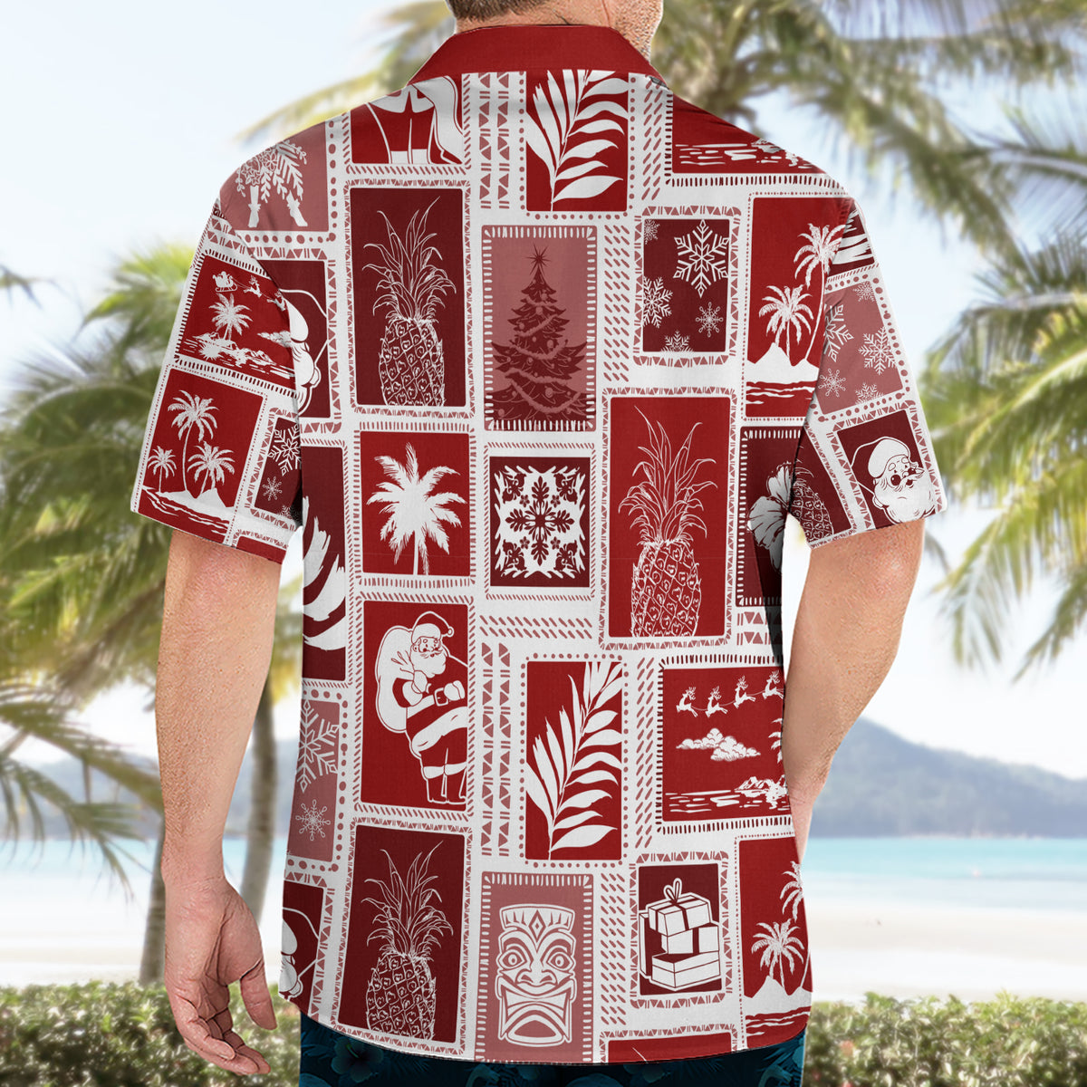 Hawaii Christmas Retro Patchwork Hawaiian Shirt Red - Wonder Print Shop