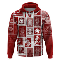 Hawaii Christmas Retro Patchwork Hoodie Red - Wonder Print Shop