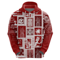 Hawaii Christmas Retro Patchwork Hoodie Red - Wonder Print Shop