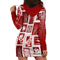 Hawaii Christmas Retro Patchwork Hoodie Dress Red - Wonder Print Shop